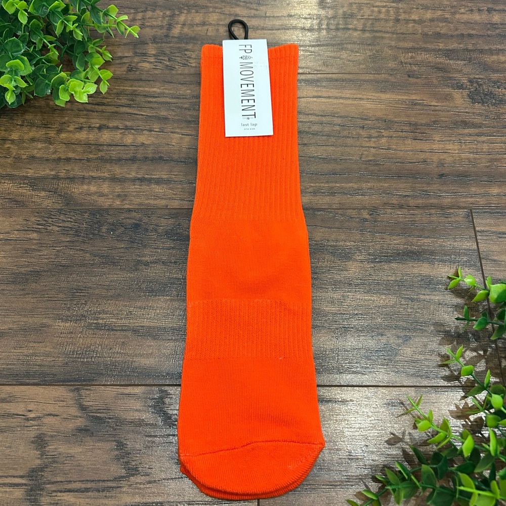 NWT FP Free People Movement Last Lap Tube Socks - 1 pair - red/ orange white